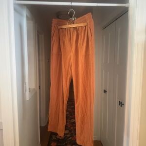 Burnt Orange Casual Pull-On Corduroy Pants